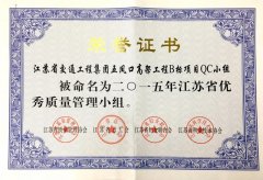 江苏省优秀质量管理小组（2015年）
